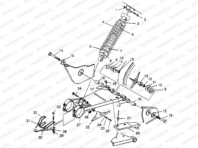 SWING ARM/SHOCK MOUNTING  (After Serial #2275881) Magnum 2x4 W957544 (4926852685B011) | SWING ARM/SHOCK MOUNTING  (After Serial #2275881) Magnum 2x4 W957544 (4926852685B011)