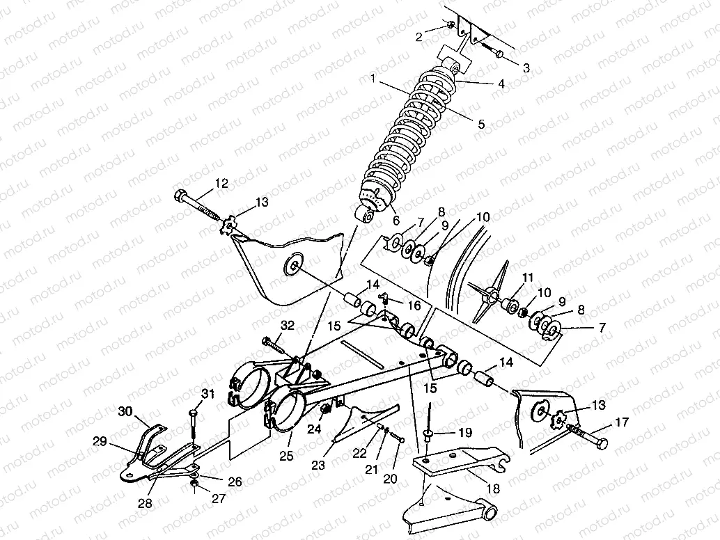 SWING ARM/SHOCK MOUNTING Magnum 4x4 W968144 and  Swedish Magnum 4x4 S968144 (4936053605B012) | SWING ARM/SHOCK MOUNTING Magnum 4x4 W968144 and  Swedish Magnum 4x4 S968144 (4936053605B012)