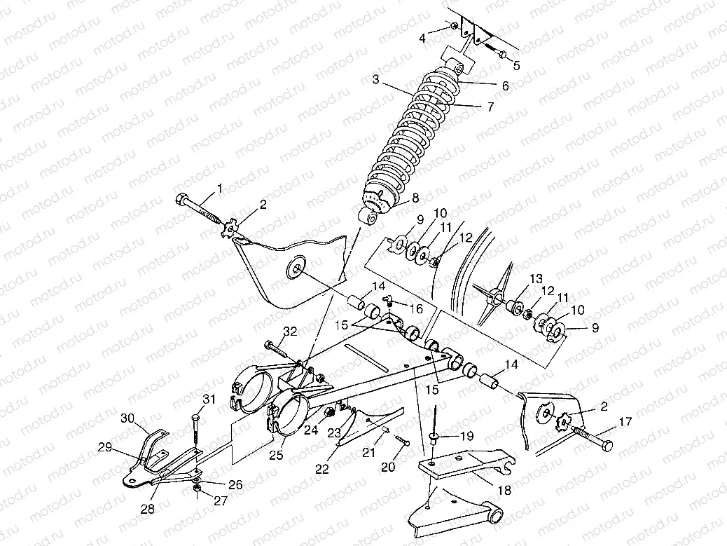 SWING ARM/SHOCK MOUNTING Magnum 4X4 W97AC42A | SWING ARM/SHOCK MOUNTING Magnum 4X4 W97AC42A, Swedish Magnum 4X4 S97AC42E a (4940834083B012)
