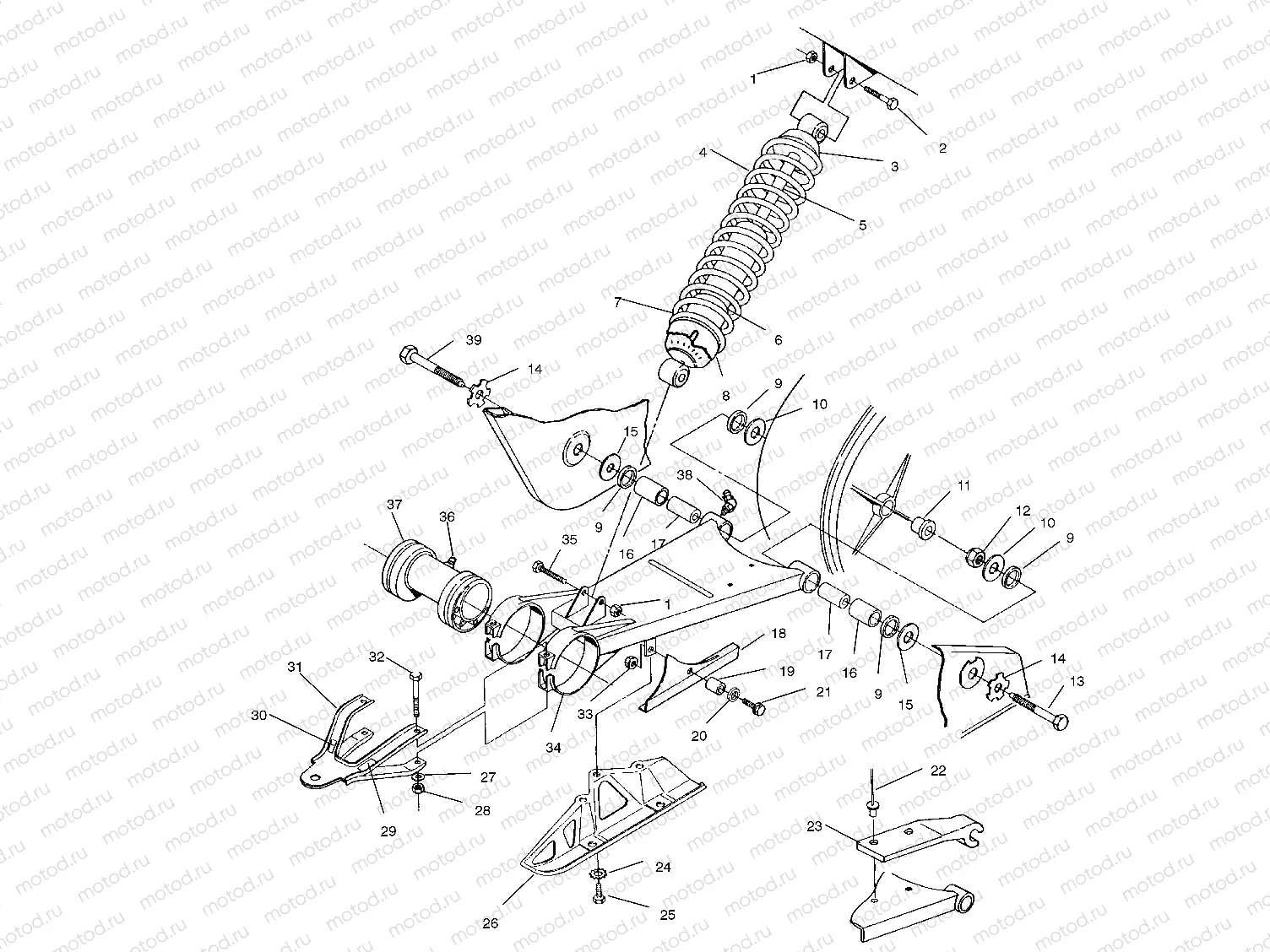 SWING ARM/SHOCK MOUNTING (Prior to S/N #2501800) - W958144 (4926862686b013) | SWING ARM/SHOCK MOUNTING (Prior to S/N #2501800) - W958144 (4926862686b013)