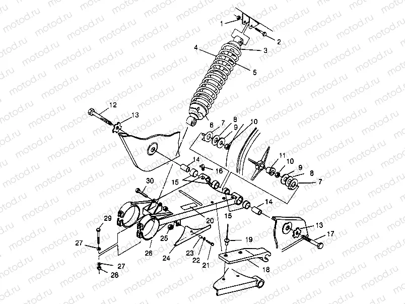 SWING ARM/SHOCK MOUNTING Sport 400L W958540 (4930133013B010) | SWING ARM/SHOCK MOUNTING Sport 400L W958540 (4930133013B010)