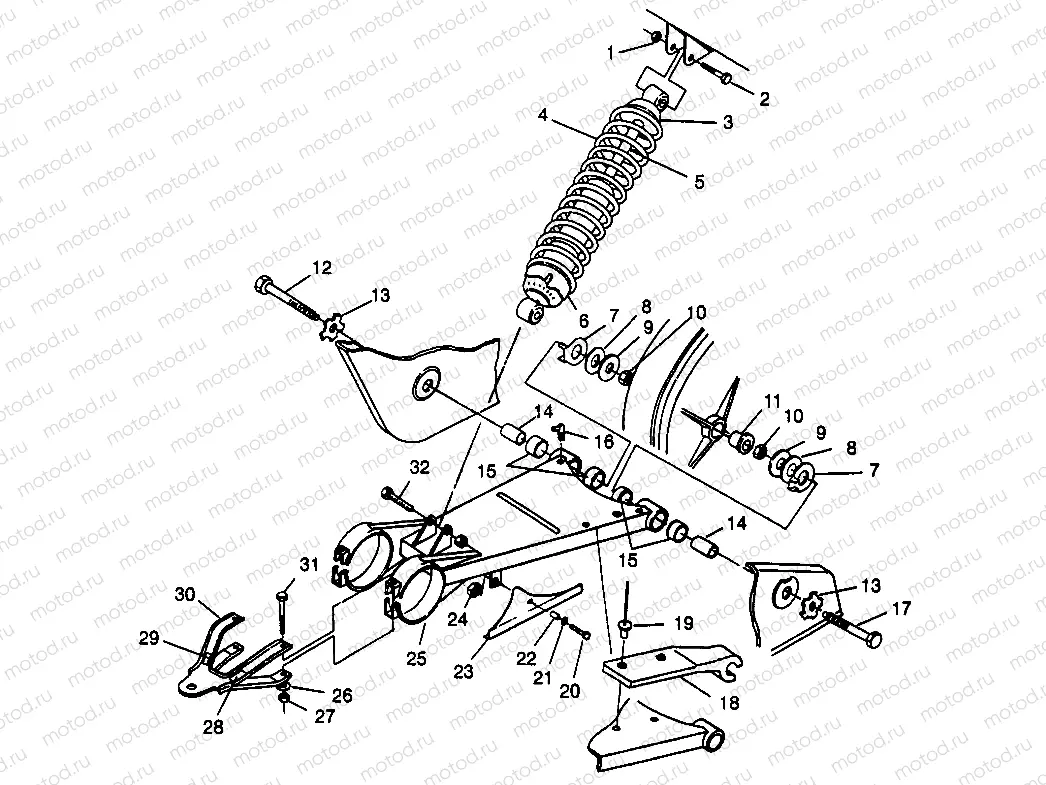 SWING ARM/SHOCK MOUNTING Sportsman 4x4 W968040 (4935943594C003) | SWING ARM/SHOCK MOUNTING Sportsman 4x4 W968040 (4935943594C003)