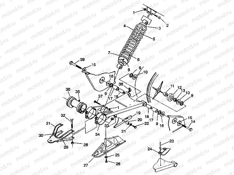 SWING ARM/SHOCK MOUNTING Trail Boss W938527 (4924072407018A) | SWING ARM/SHOCK MOUNTING Trail Boss W938527 (4924072407018A)