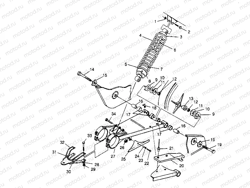 SWING ARM/SHOCK MOUNTING  Trail Boss W958527 (4930323032B009) | SWING ARM/SHOCK MOUNTING  Trail Boss W958527 (4930323032B009)