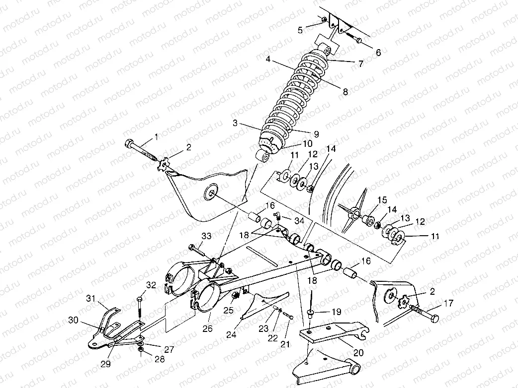 SWING ARM/SHOCK MOUNTING Trail Boss W968527 (4935883588B009) | SWING ARM/SHOCK MOUNTING Trail Boss W968527 (4935883588B009)