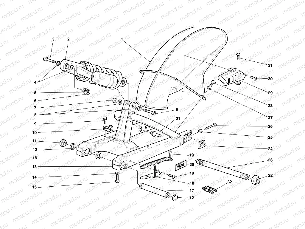 SWINGARM AND CHAIN