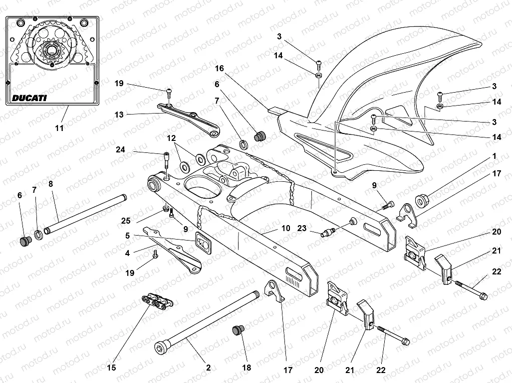 SWINGARM AND CHAIN
