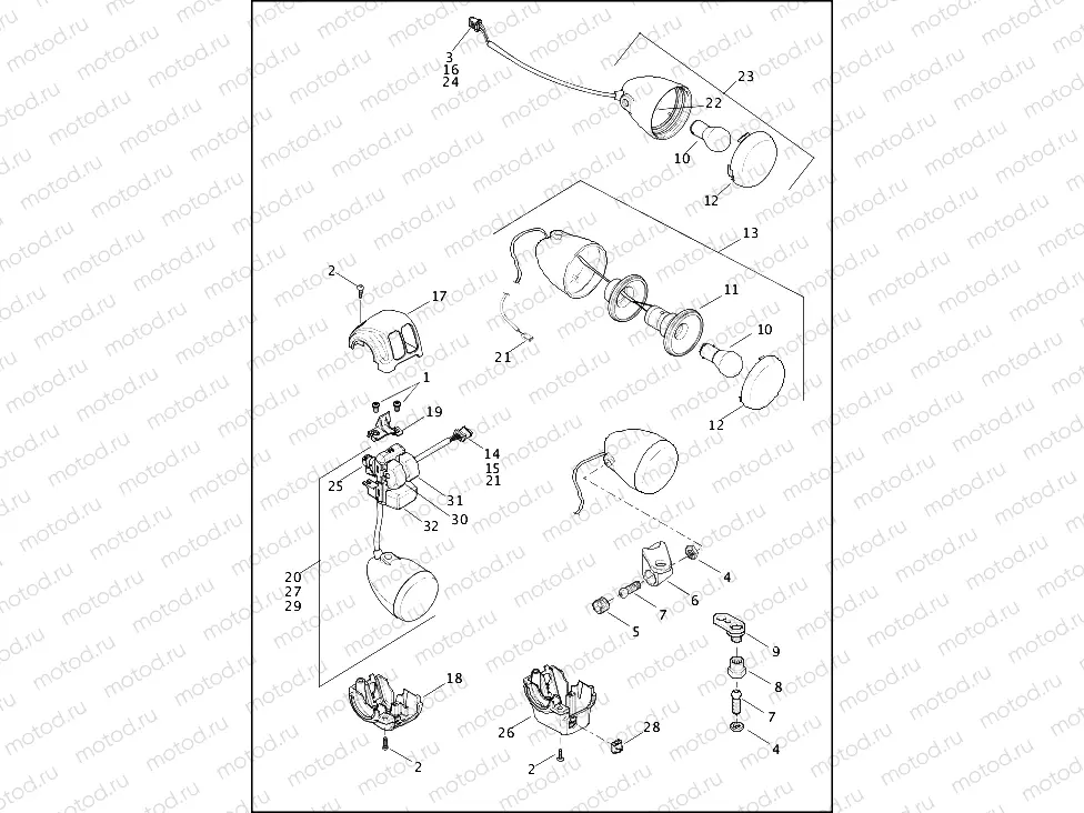 SWITCHES, HANDLEBAR AND TURN SIGNALS, LEFT, FRONT (1 OF 2)