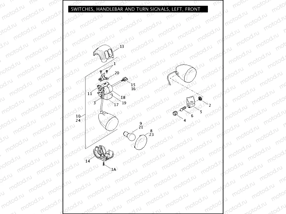 SWITCHES, HANDLEBAR AND TURN SIGNALS, LEFT, FRONT