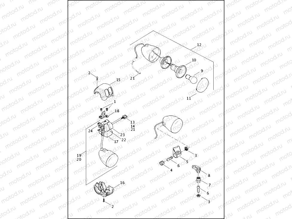 SWITCHES, HANDLEBAR AND TURN SIGNALS, LEFT, FRONT