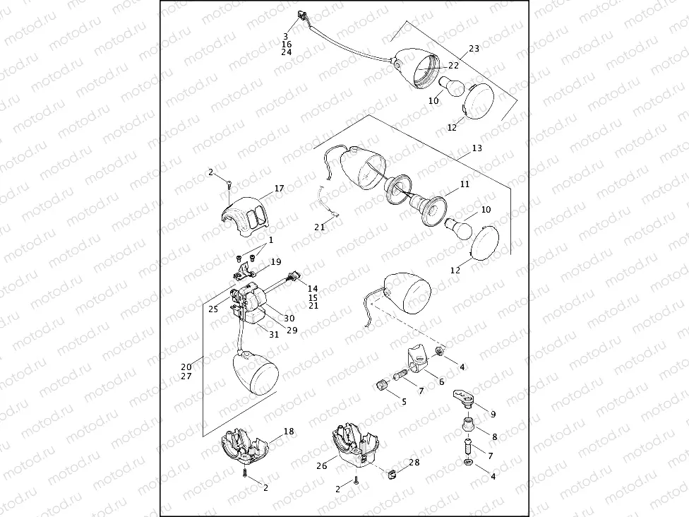 SWITCHES, HANDLEBAR AND TURN SIGNALS, LEFT, FRONT