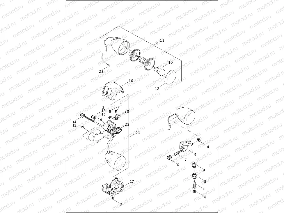 SWITCHES, HANDLEBAR AND TURN SIGNALS, RIGHT, FRONT