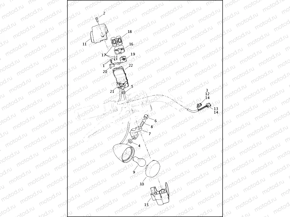 SWITCHES, HANDLEBAR AND TURN SIGNALS, RIGHT, FRONT
