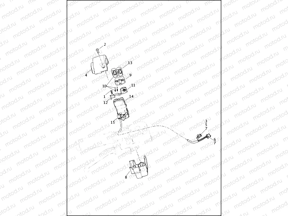 SWITCHES, HANDLEBAR AND TURN SIGNALS, RIGHT, FRONT