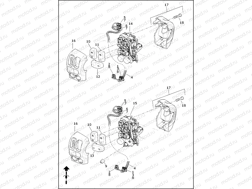 SWITCHES, HANDLEBAR, RIGHT - EXCEPT FLHRXS (2 OF 2)