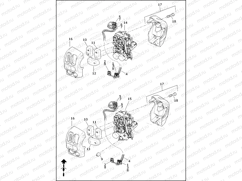 SWITCHES, HANDLEBAR, RIGHT - EXCEPT FLHRXS (2 OF 2)