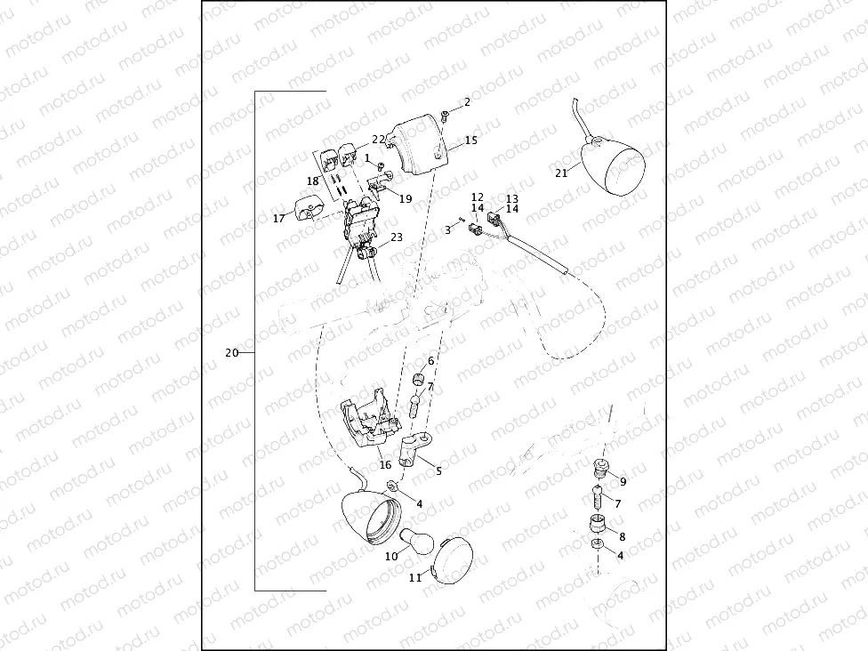 SWITCHES, HANDLEBAR & TURN SIGNALS, RIGHT, FRONT