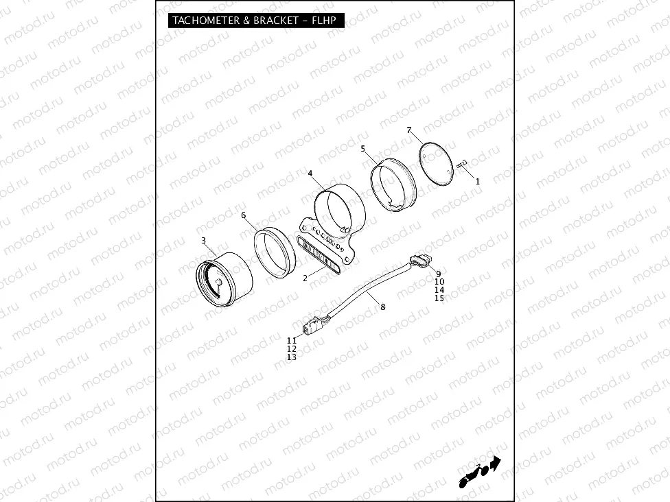 TACHOMETER & BRACKET - FLHP