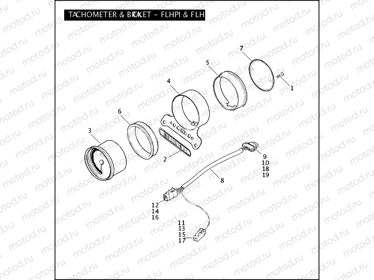 TACHOMETER & BRACKET - FLHPI & FLHPEI
