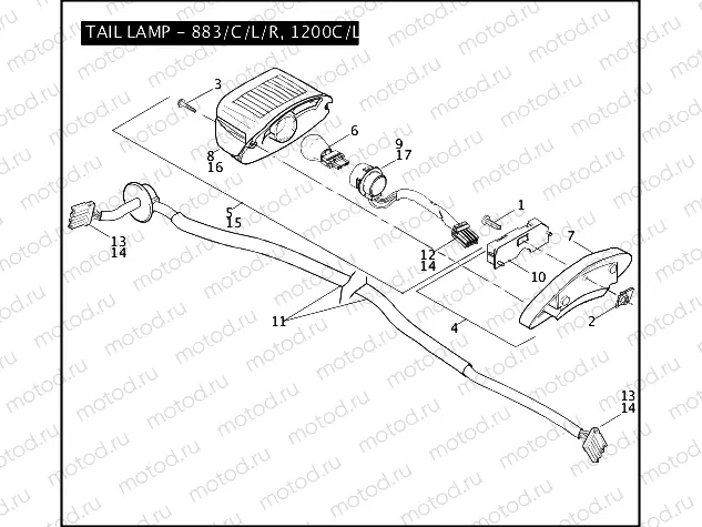 TAIL LAMP - 883/C/L/R, 1200C/L/R
