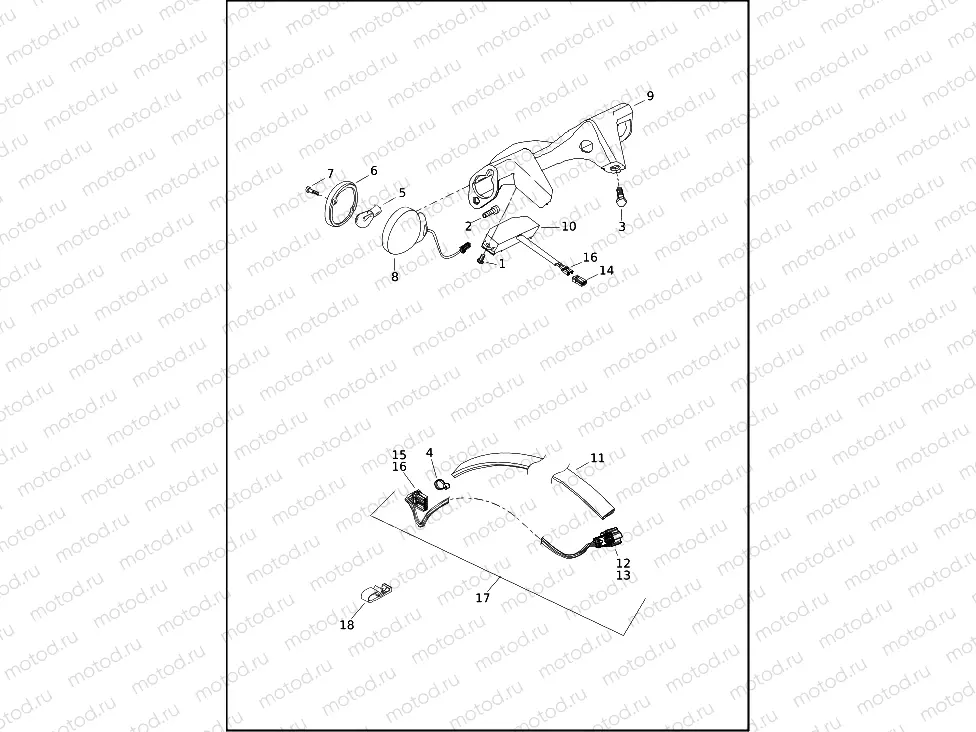 TAIL LAMP AND TURN SIGNALS, REAR - FLHR