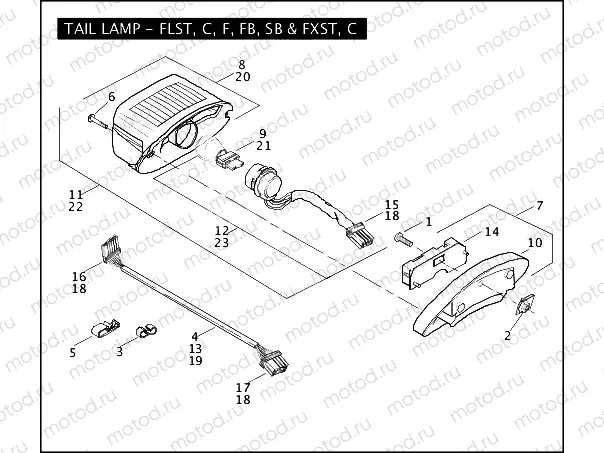 TAIL LAMP - FLST, C, F, FB, SB & FXST, C