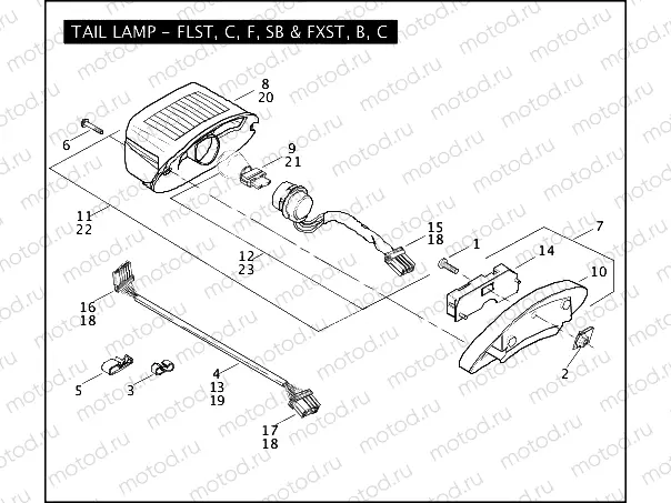 TAIL LAMP - FLST, C, F, SB & FXST, B, C