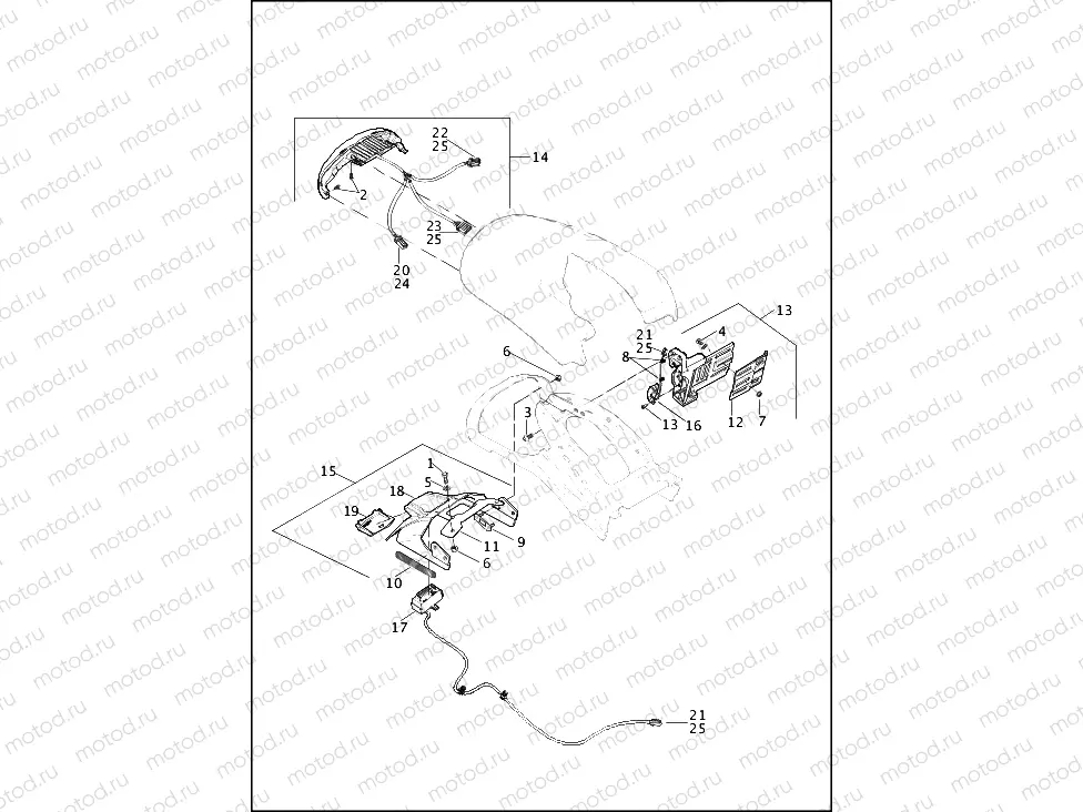 TAIL LAMP, TURN SIGNALS REAR, AND LICENSE PLATE BRACKET - VRSCF
