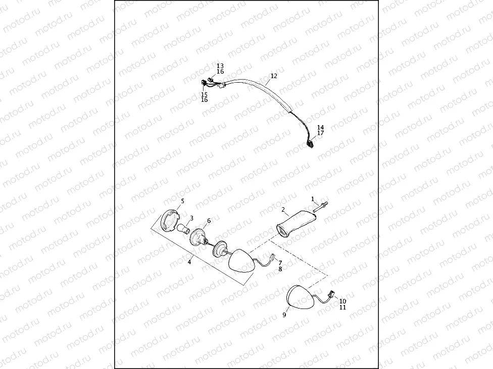 TAIL LAMPS AND TURN SIGNALS, REAR - XL883L, XL883N, XL1200C, XL1200CB, XL1200X