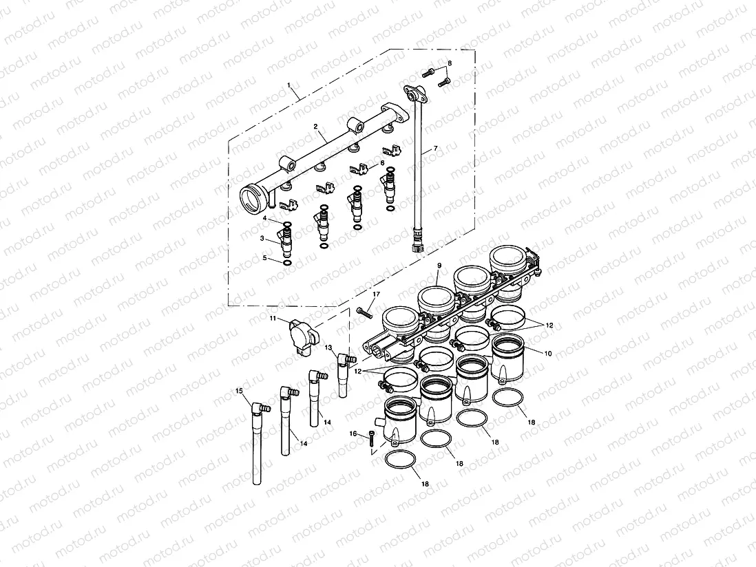 Throttles/Injectors and Fuel Rail Vin 211243 >