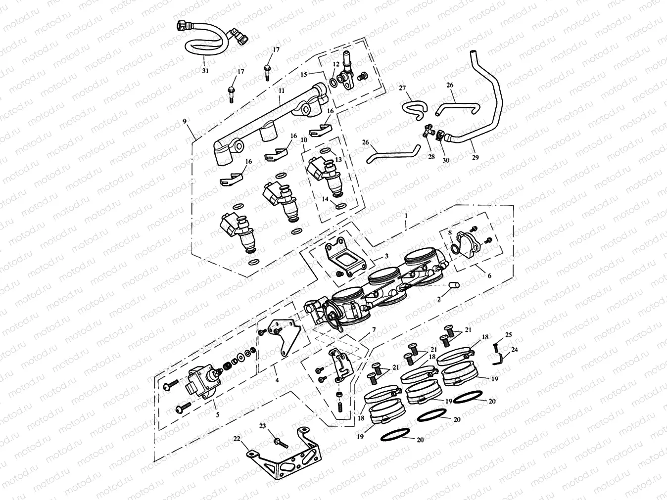 Throttles,Injectors & Fuel Rail