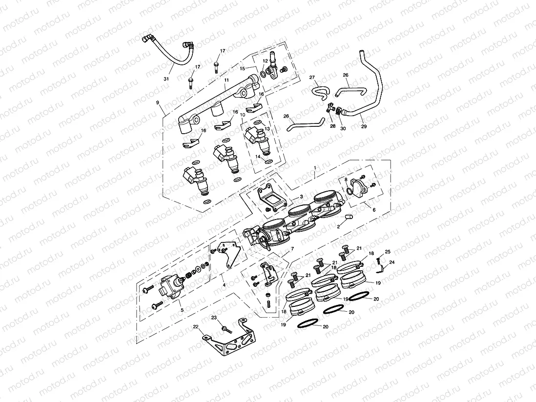 Throttles,Injectors & Fuel Rail