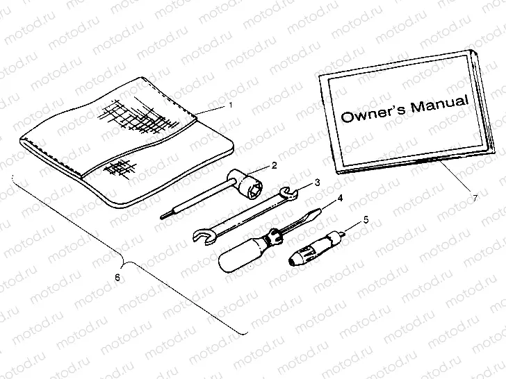 TOOL KIT ASSEMBLY 6x6 400L - U.S.  W958740 | TOOL KIT ASSEMBLY 6x6 400L - U.S.  W958740, SWEDISH  S958740 and NORWEGIAN (4930273027D010)