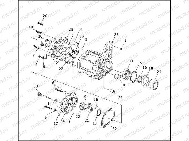 TRANSMISSION BEARINGS & SIDE COVERS
