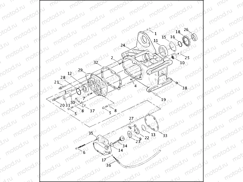 TRANSMISSION BEARINGS & SIDE COVERS