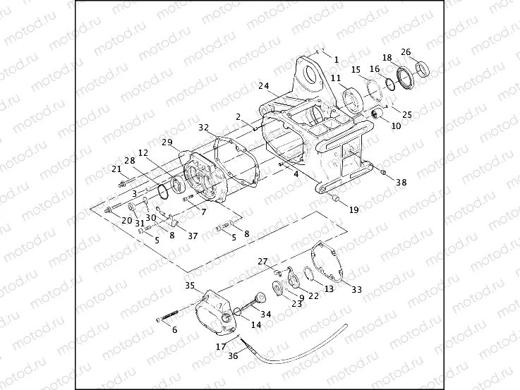 TRANSMISSION BEARINGS & SIDE COVERS
