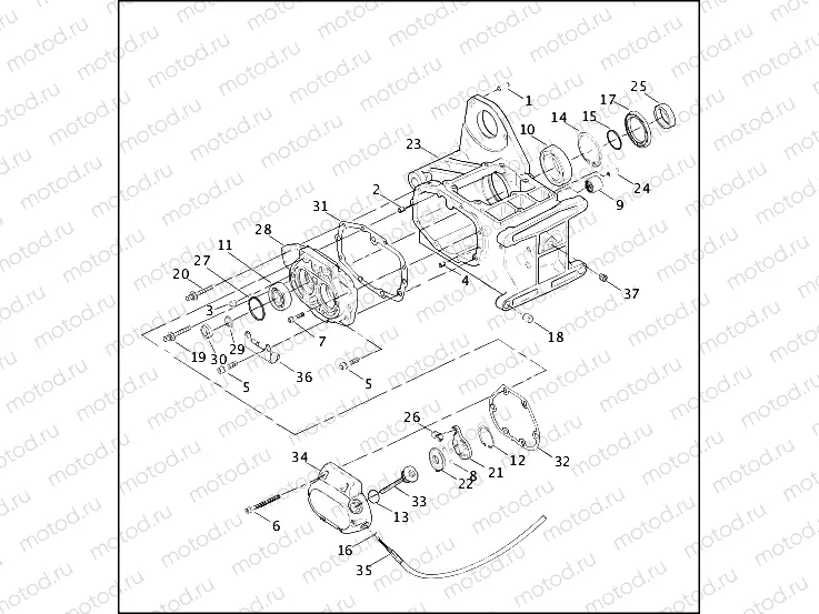 TRANSMISSION BEARINGS & SIDE COVERS