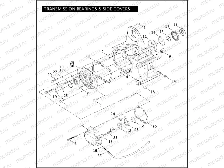 TRANSMISSION BEARINGS & SIDE COVERS