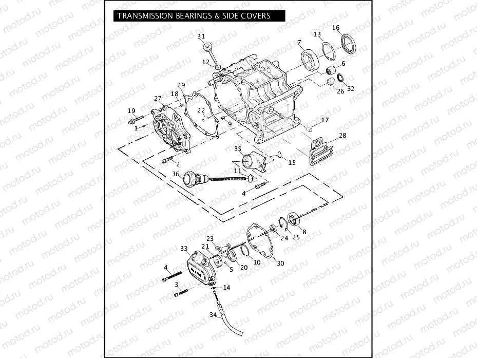 TRANSMISSION BEARINGS & SIDE COVERS