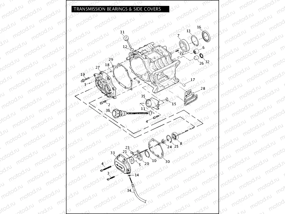 TRANSMISSION BEARINGS & SIDE COVERS