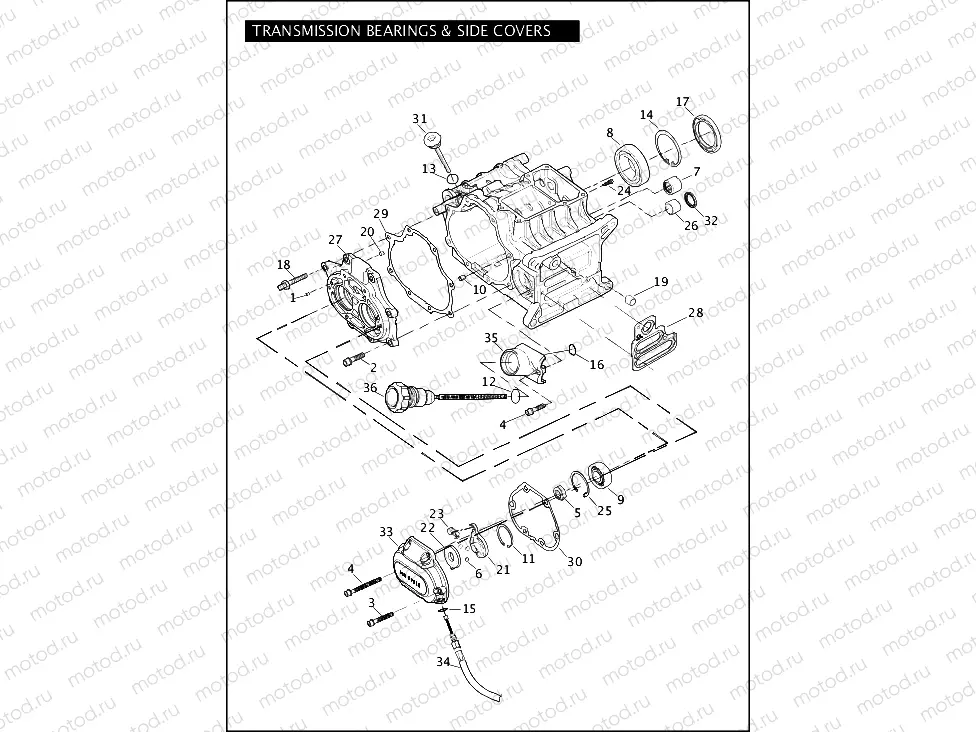 TRANSMISSION BEARINGS & SIDE COVERS