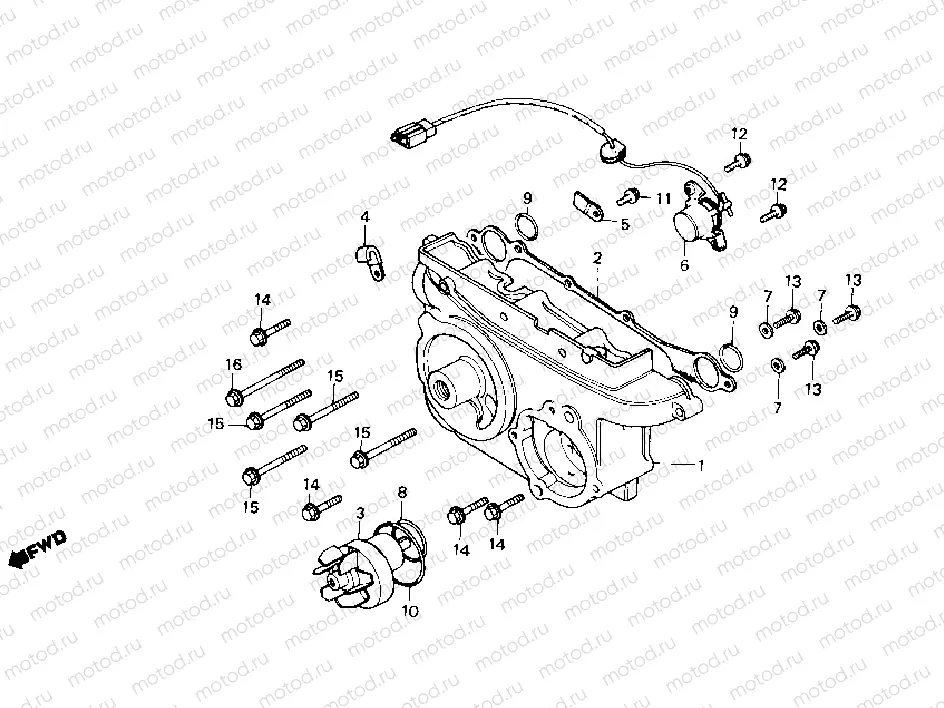 Transmission cover - Water pump