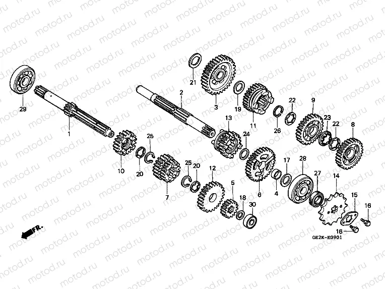 TRANSMISSION E-9-1 (NSR50SP-2B / SR-2B / SS-2B)