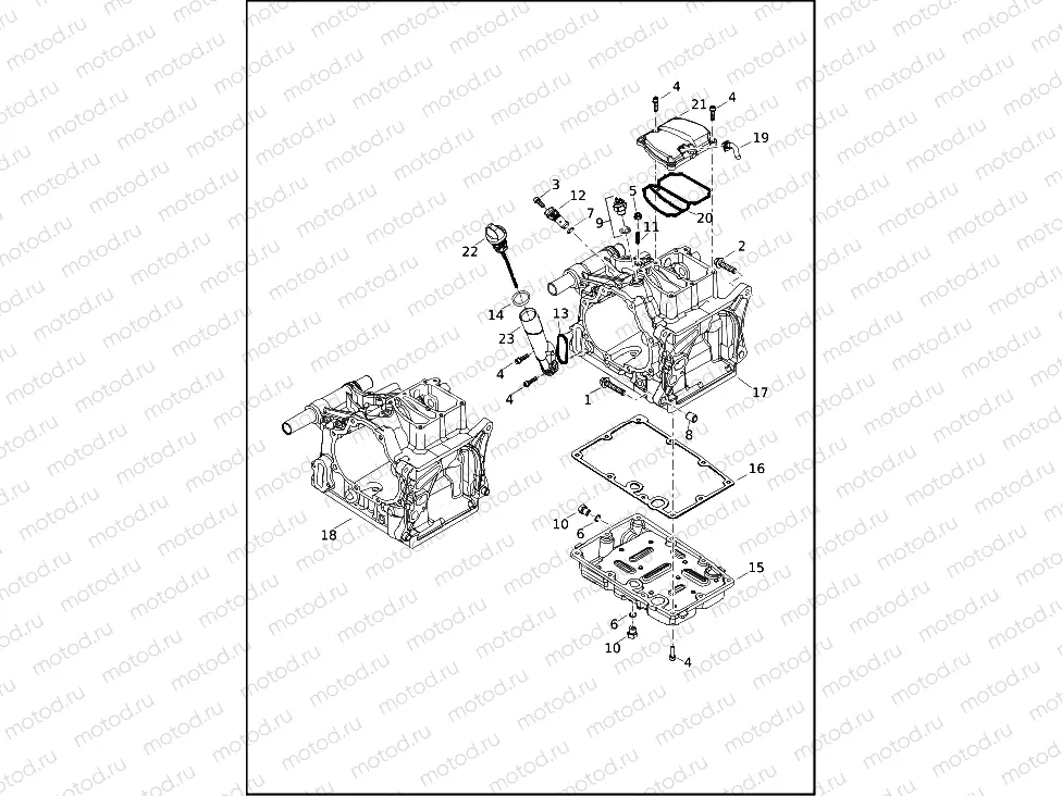 TRANSMISSION HOUSING, TOP COVER AND OIL PAN