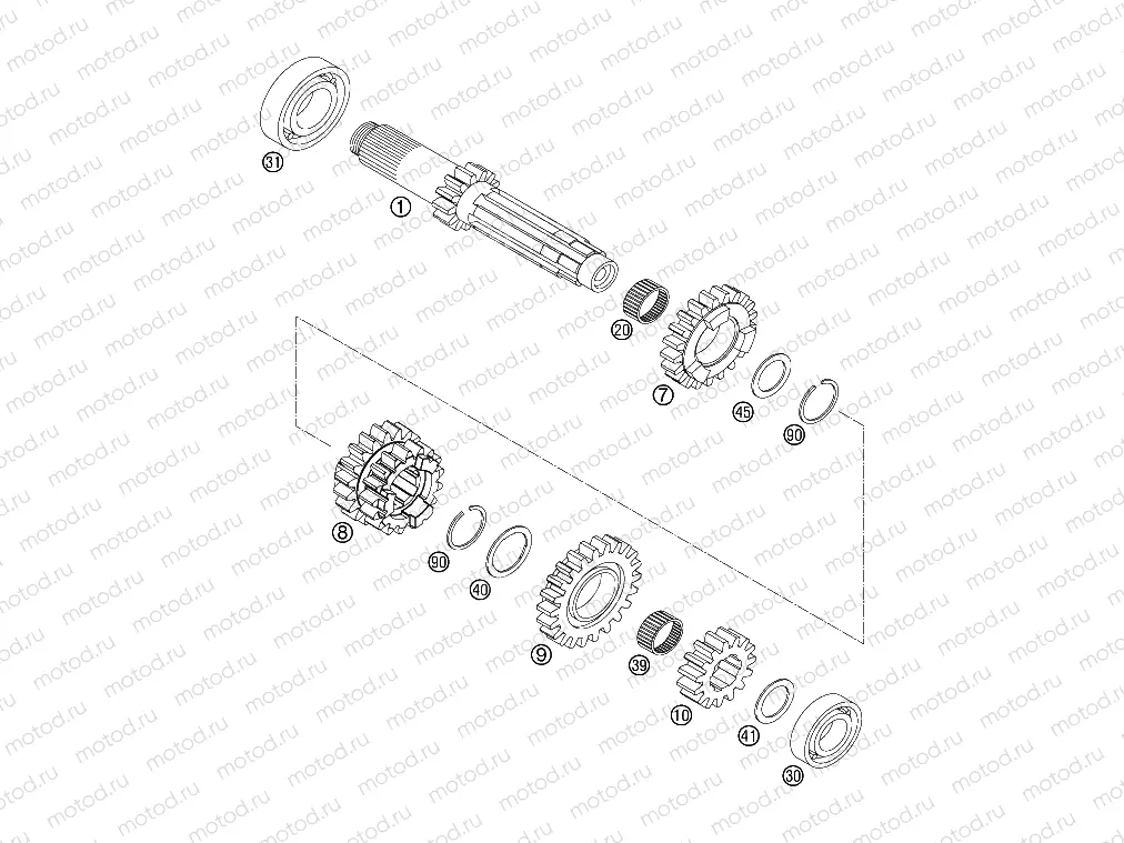 TRANSMISSION I - MAIN SHAFT