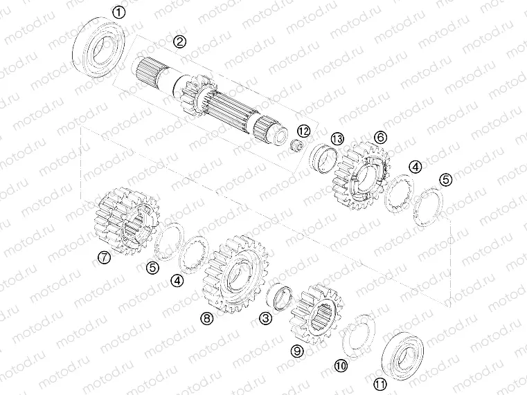 TRANSMISSION I - MAIN SHAFT