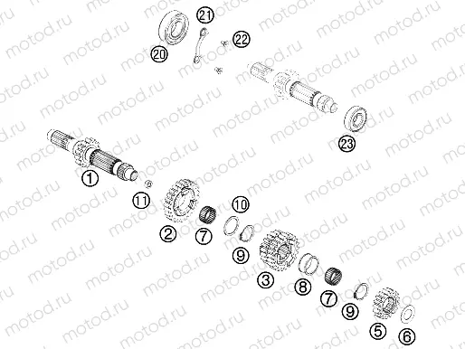 TRANSMISSION I - MAIN SHAFT|Engine|33