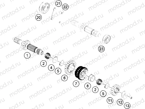 TRANSMISSION I - MAIN SHAFT|Engine|33