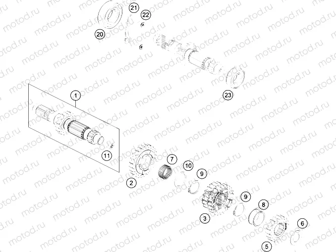 TRANSMISSION I - MAIN SHAFT|Engine|33