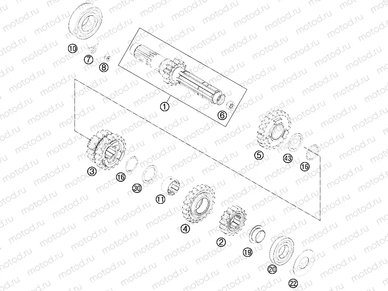 TRANSMISSION I - MAIN SHAFT|Engine|33
